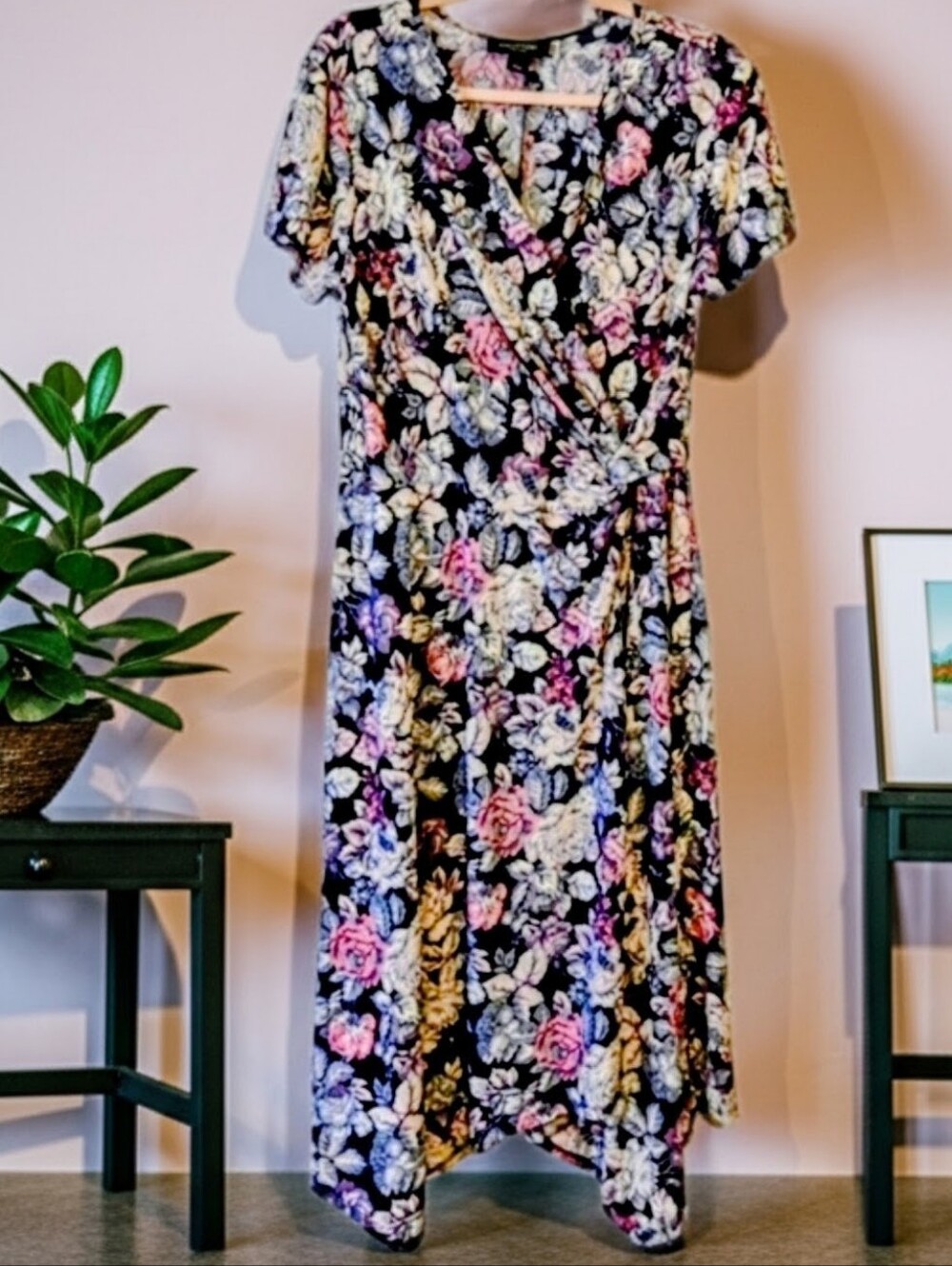 Floral Midi Wrap Dress - Multi-Color